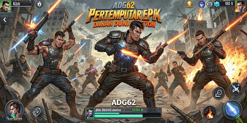 Screenshot menampilkan pertarungan epik dalam ADG62 dengan grafis menakjubkan.