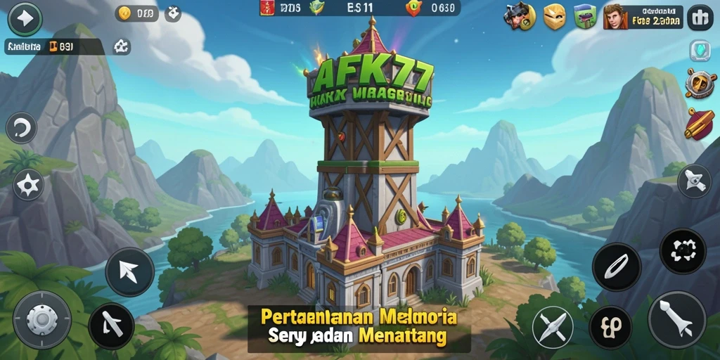 Gameplay menarik AFK77 dengan menara dan musuh yang beragam.