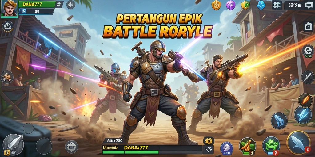 Gameplay DANA777 menampilkan momen intens dalam pertempuran Battle Royale.