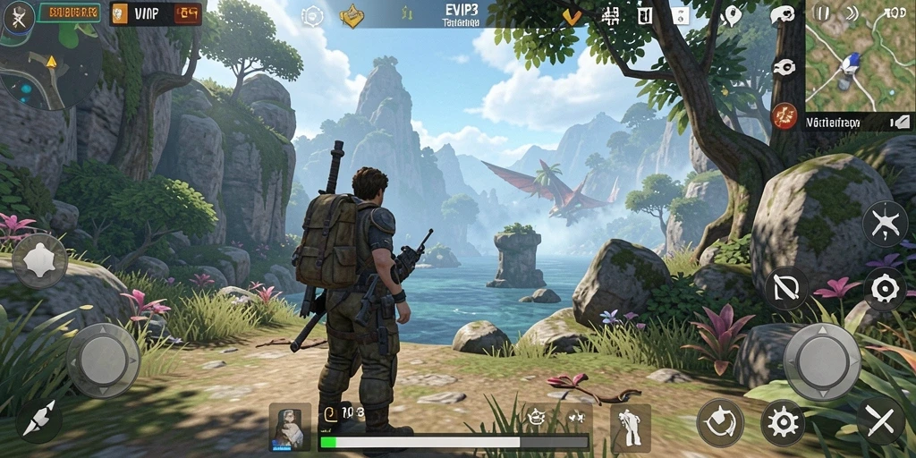 Gameplay EVIP3 dengan petualangan menakjubkan di dunia terbuka.