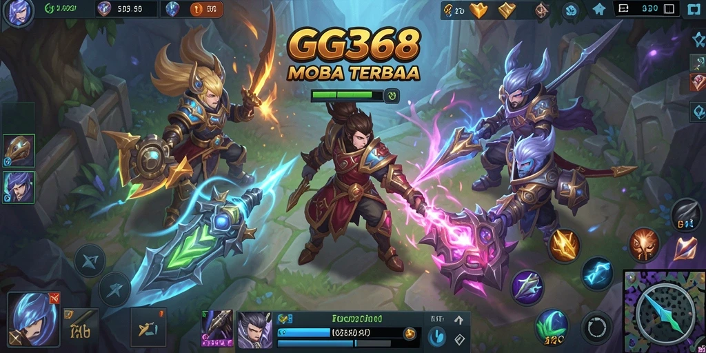 Screenshot GG368 yang menampilkan aksi permainan MOBA yang seru.