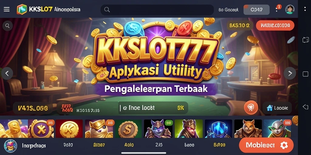 Tampilan aplikasi KKSLOT777 dengan fitur Utility yang menarik.