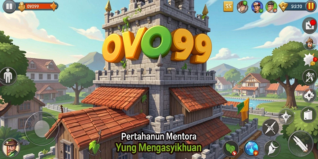 Tangkapan layar permainan OVO99 menampilkan aksi Tower Defense yang seru dan menantang.