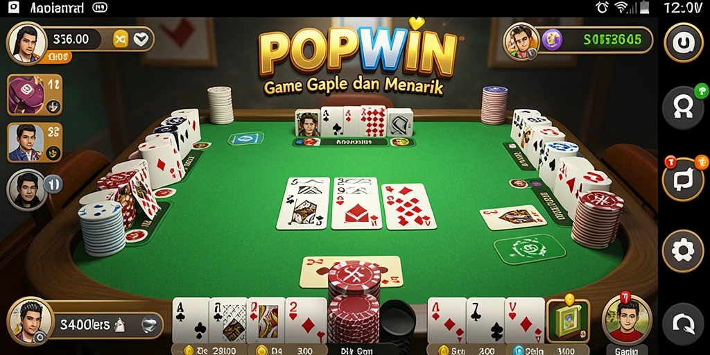 Tampilan gameplay Gaple yang seru dan interaktif di POPWIN.
