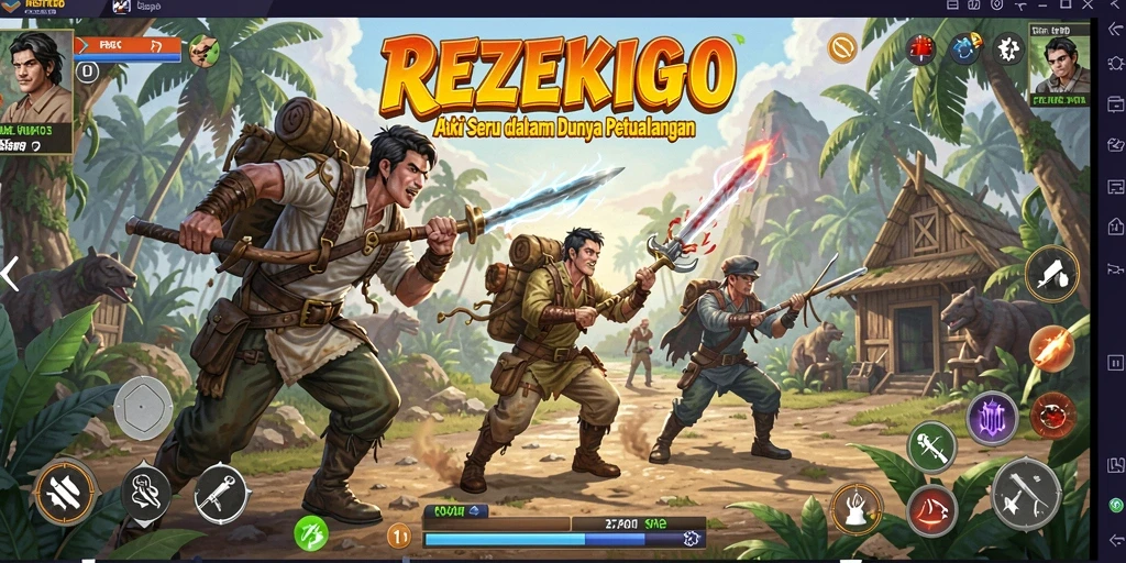 Tangkapan layar gameplay REZEKIGO menunjukkan aksi seru dan intens.