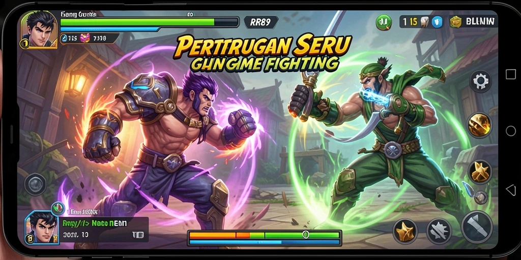 Screenshot gameplay <strong>RR89</strong> menampilkan pertarungan intens antar karakter yang berbeda.
