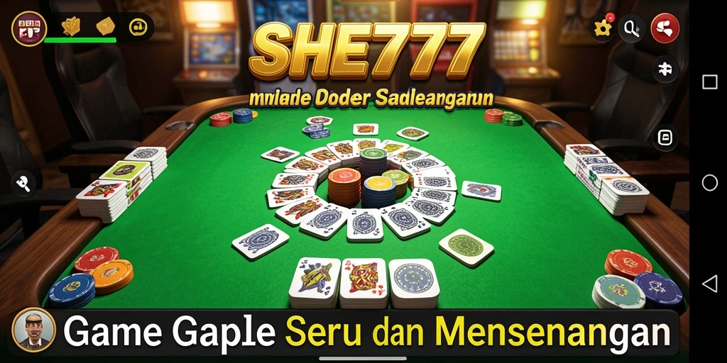 Screenshot gameplay SHE777 menampilkan momen seru dalam permainan Gaple.