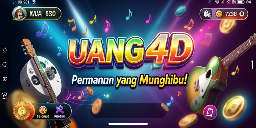 Screenshot utama UANG4D menunjukkan pengguna menikmati permainan musik.