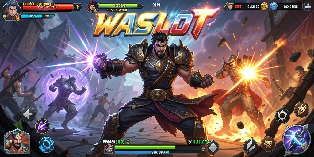 Screenshot dari gameplay <strong>WASLOT</strong> yang menampilkan pertarungan seru antar karakter.